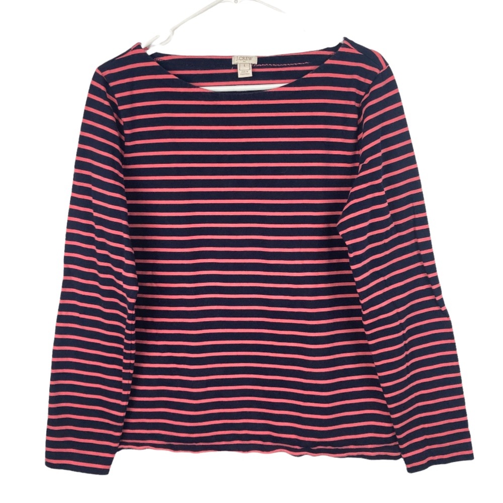 J . CREW Boatneck Striped Long Sleeve Tee    Size L
